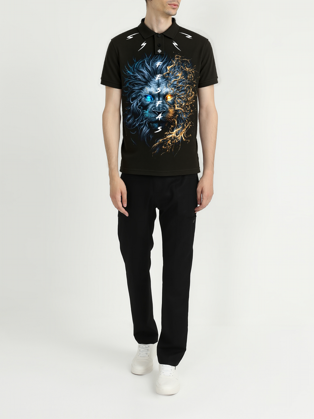 FesFas Lion-print Polo Shirt | Black
