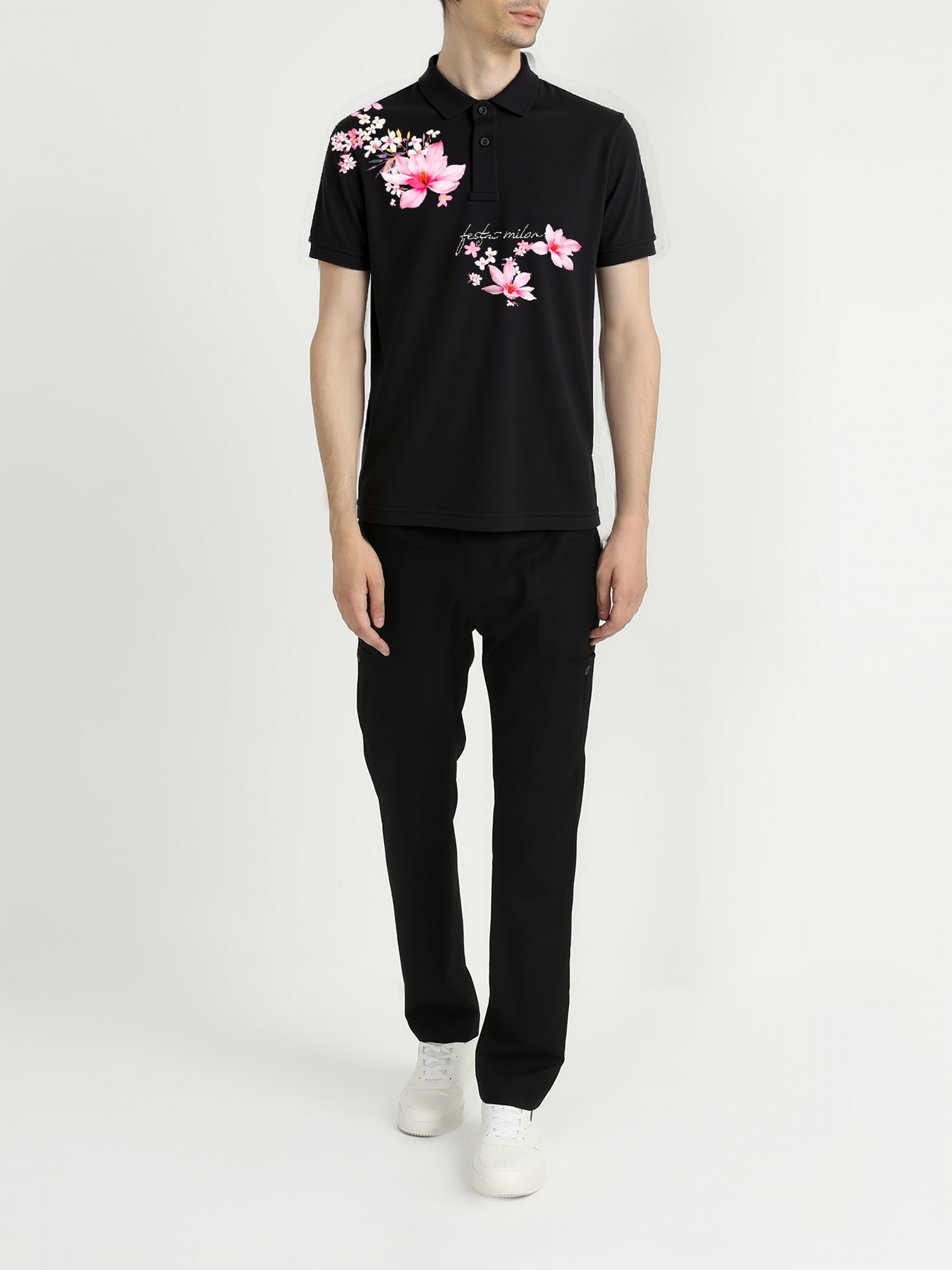 FesFas Floral-print Polo Shirt | Men | Black