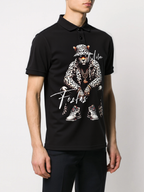 FesFas Leopard-print Polo Shirt | Black