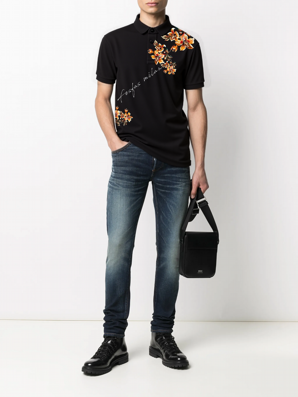 FesFas Floral-print Polo Shirt | Black