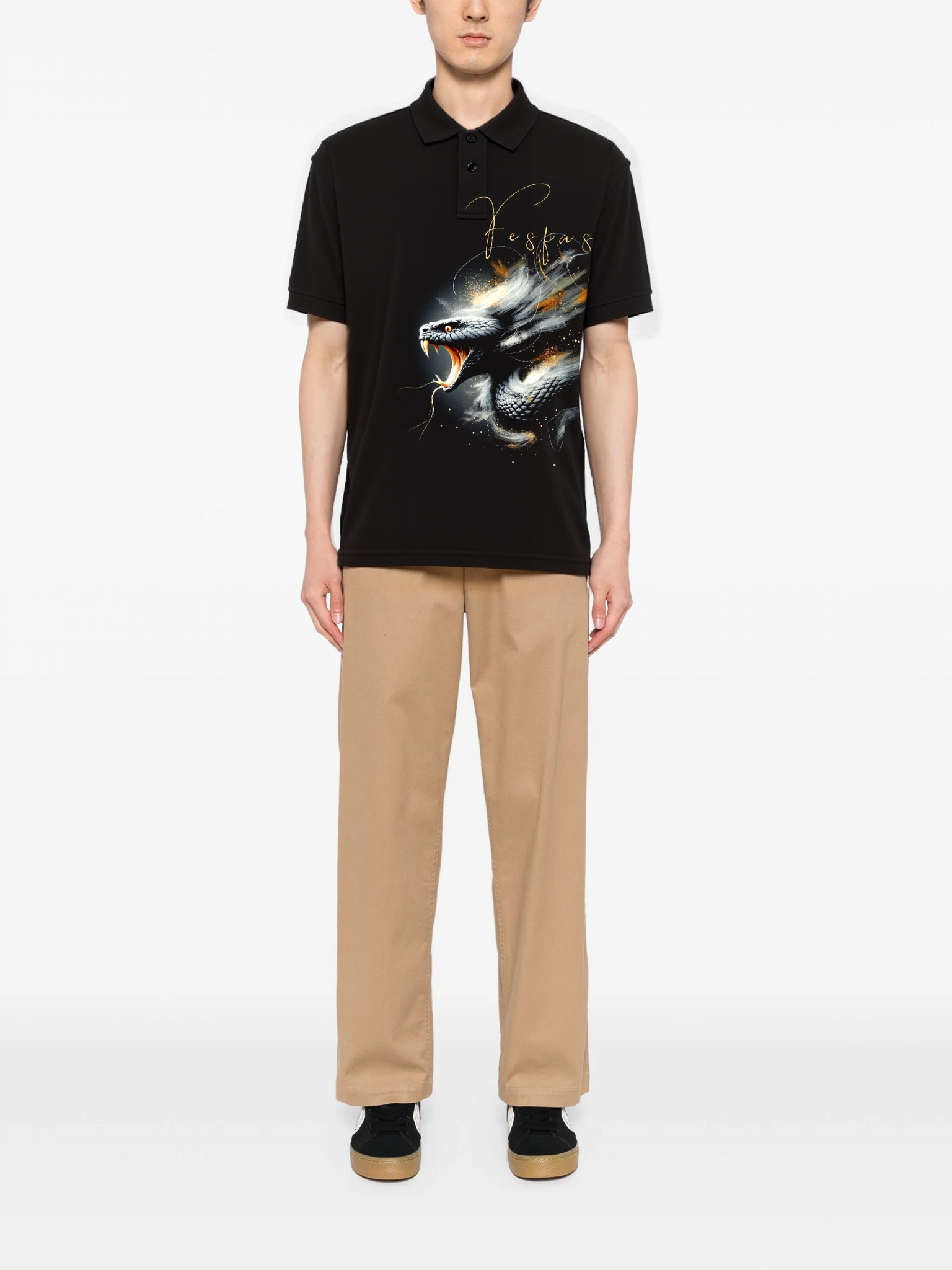 FesFas King Cobra-print Polo Shirt | Black