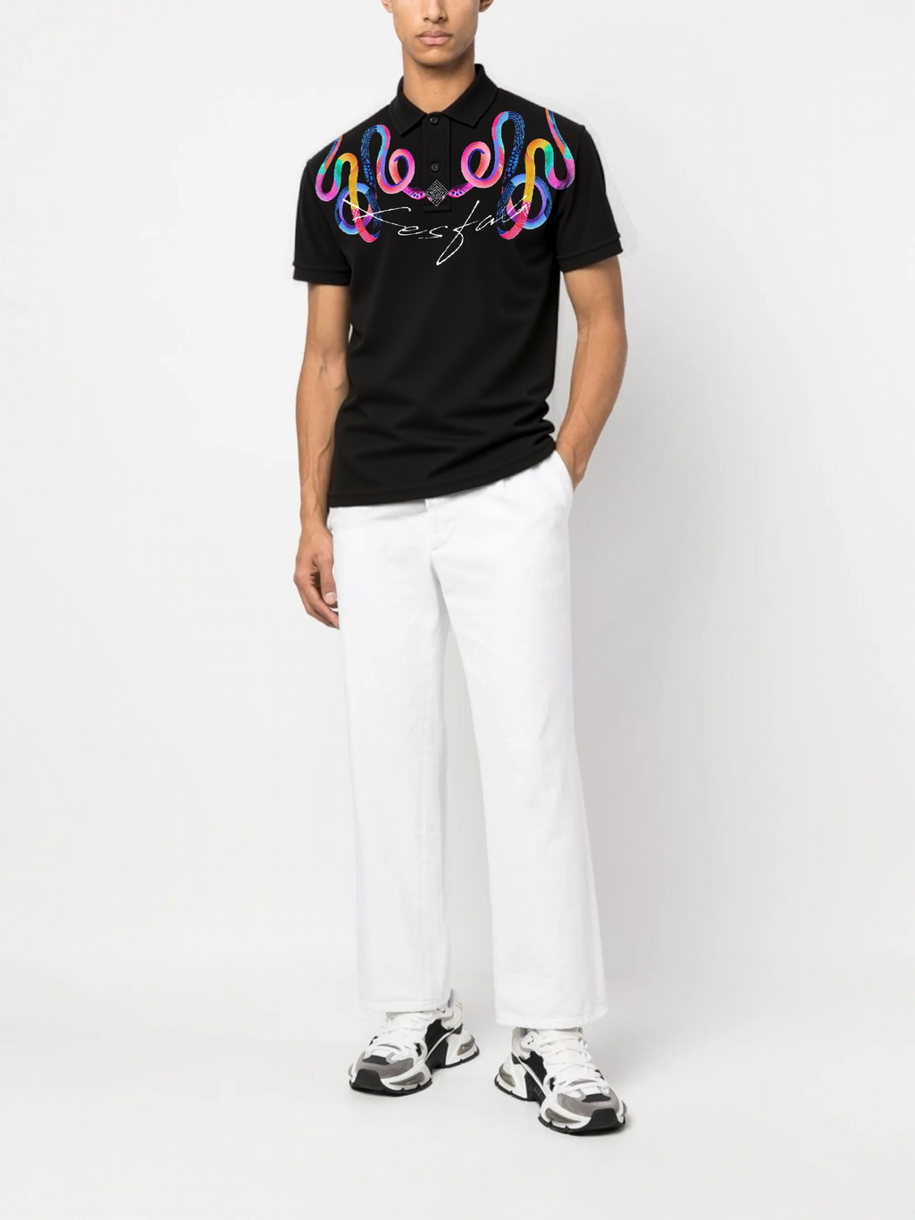 FesFas Snake-print Polo Shirt | Black