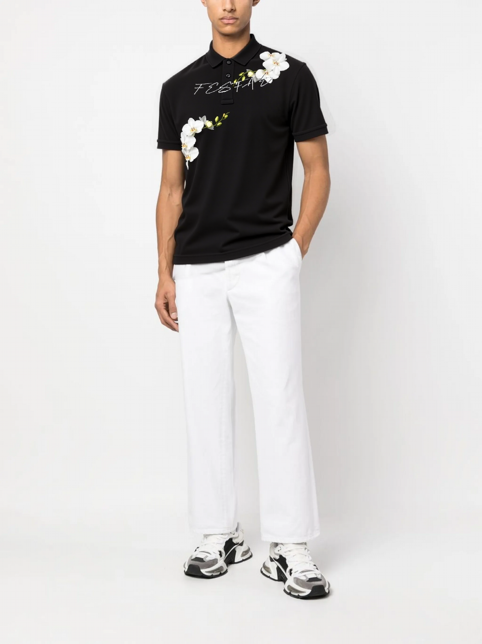 FesFas Floral-print Polo Shirt | Black
