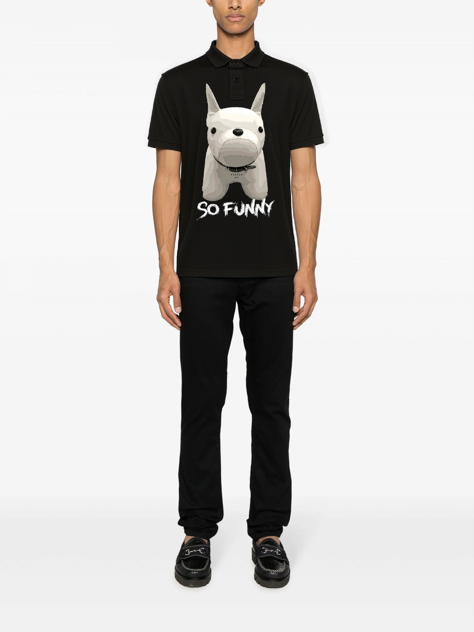 FesFas Bulldog-print Polo Shirt | Black