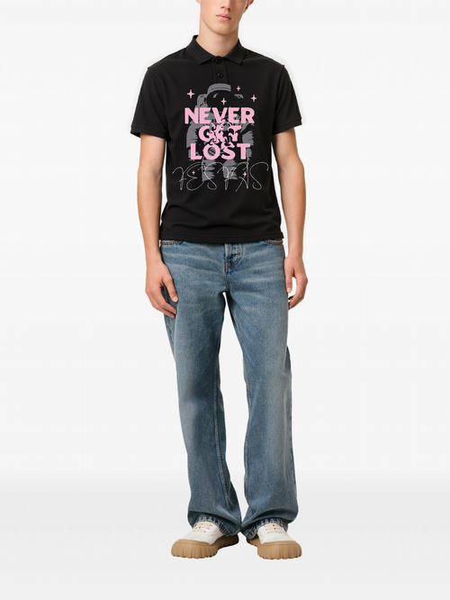 FesFas "Never Get Lost"-print Polo Shirt | Black