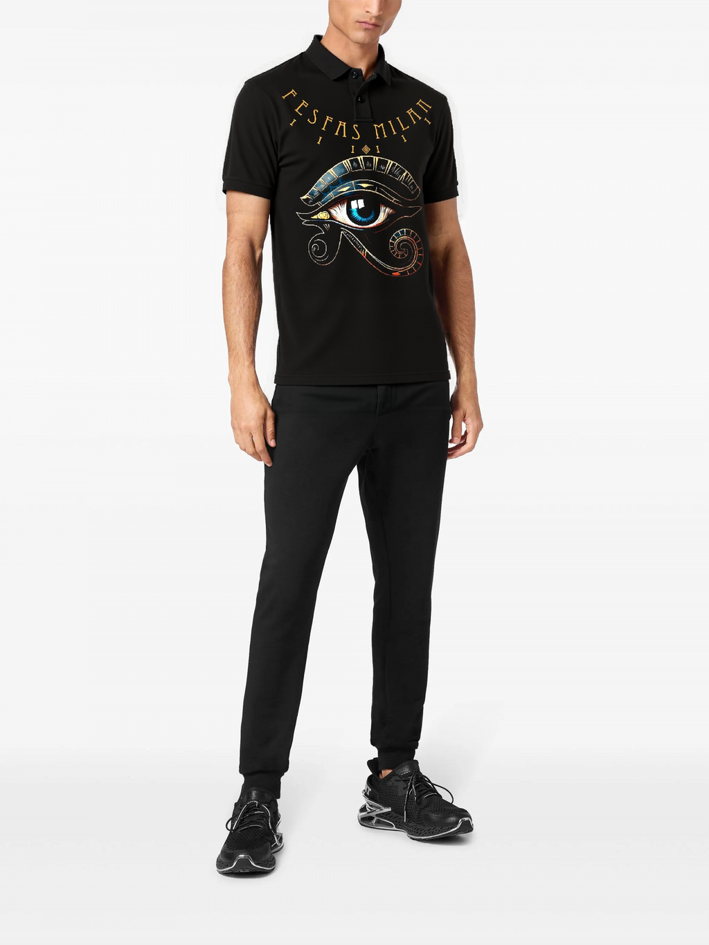 FesFas Eye of Horus-print Polo Shirt | Black