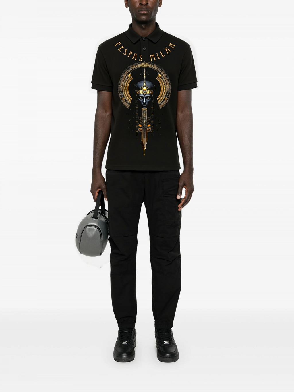 FesFas Pharaoh-print Polo Shirt | Black