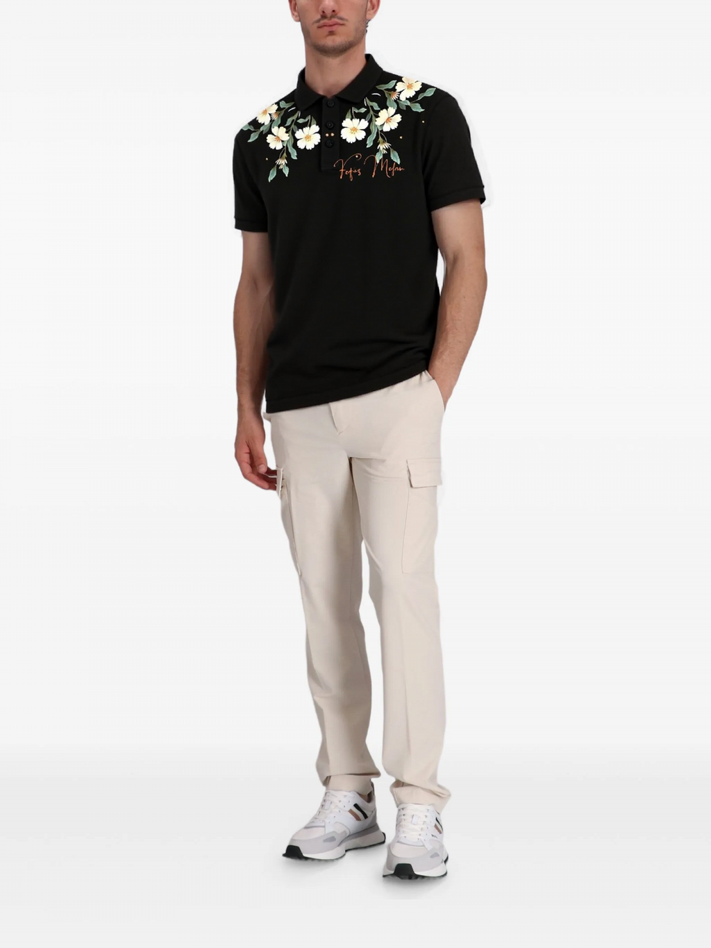 FesFas Floral-print Polo Shirt | Black