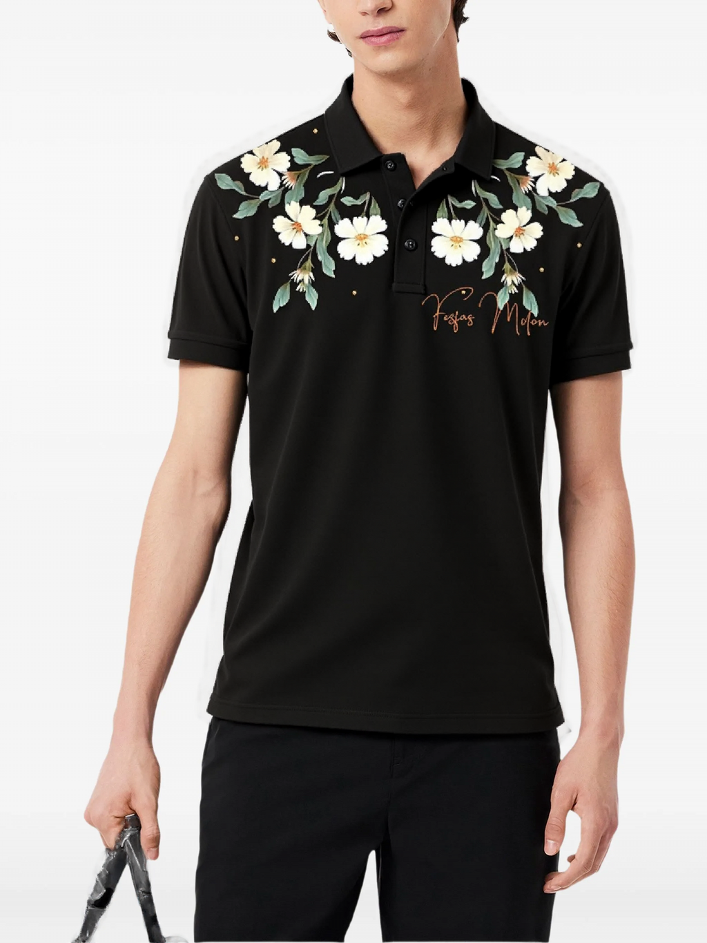FesFas Floral-print Polo Shirt | Black