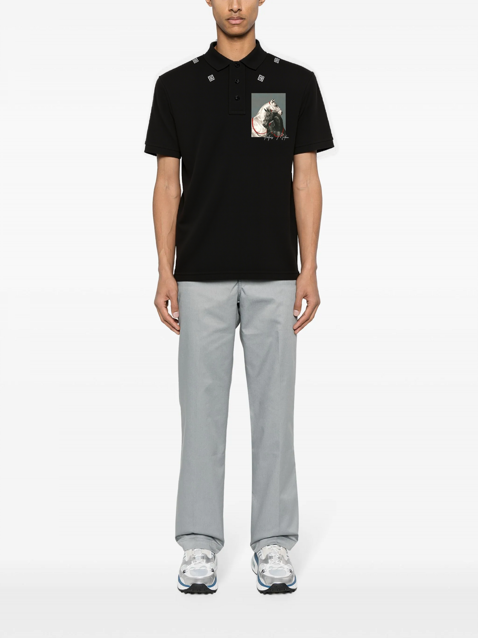 FesFas Horse-print Polo Shirt | Black
