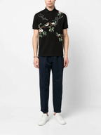 FesFas Floral Bird-print Polo Shirt | Black