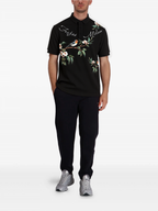 FesFas Floral Bird-print Polo Shirt | Black