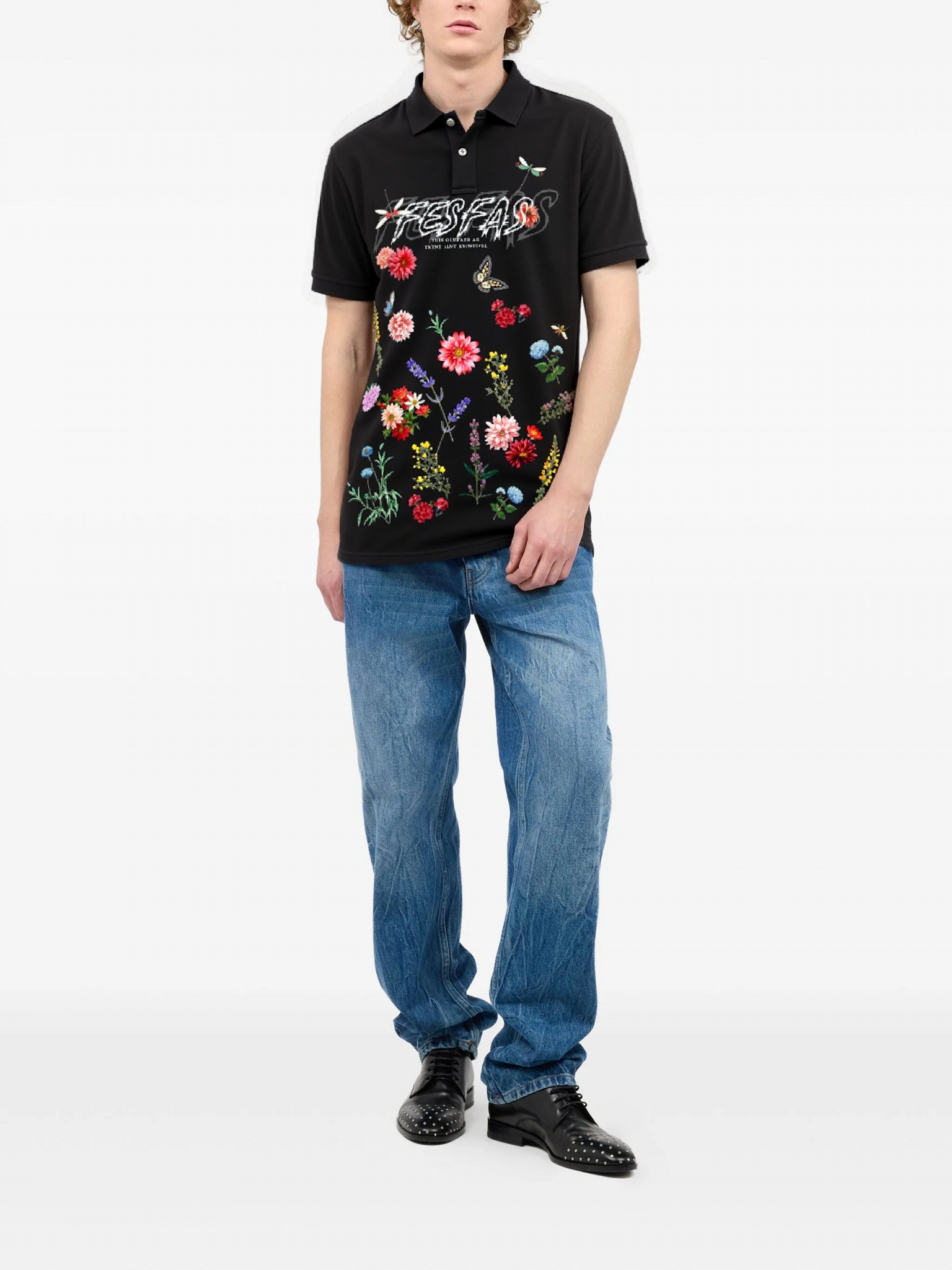 FesFas Floral-print Polo Shirt | Black