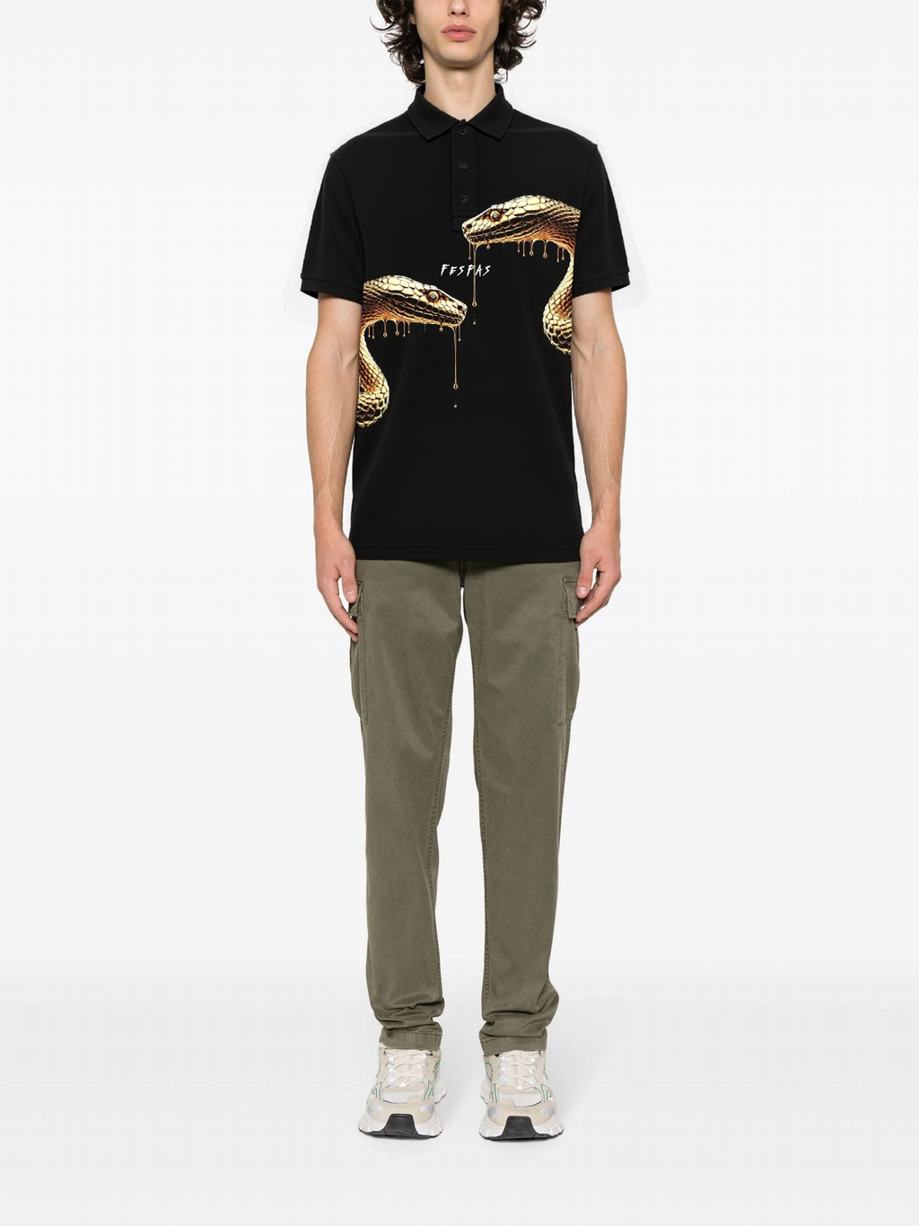 FesFas Snake-print Polo Shirt | Black