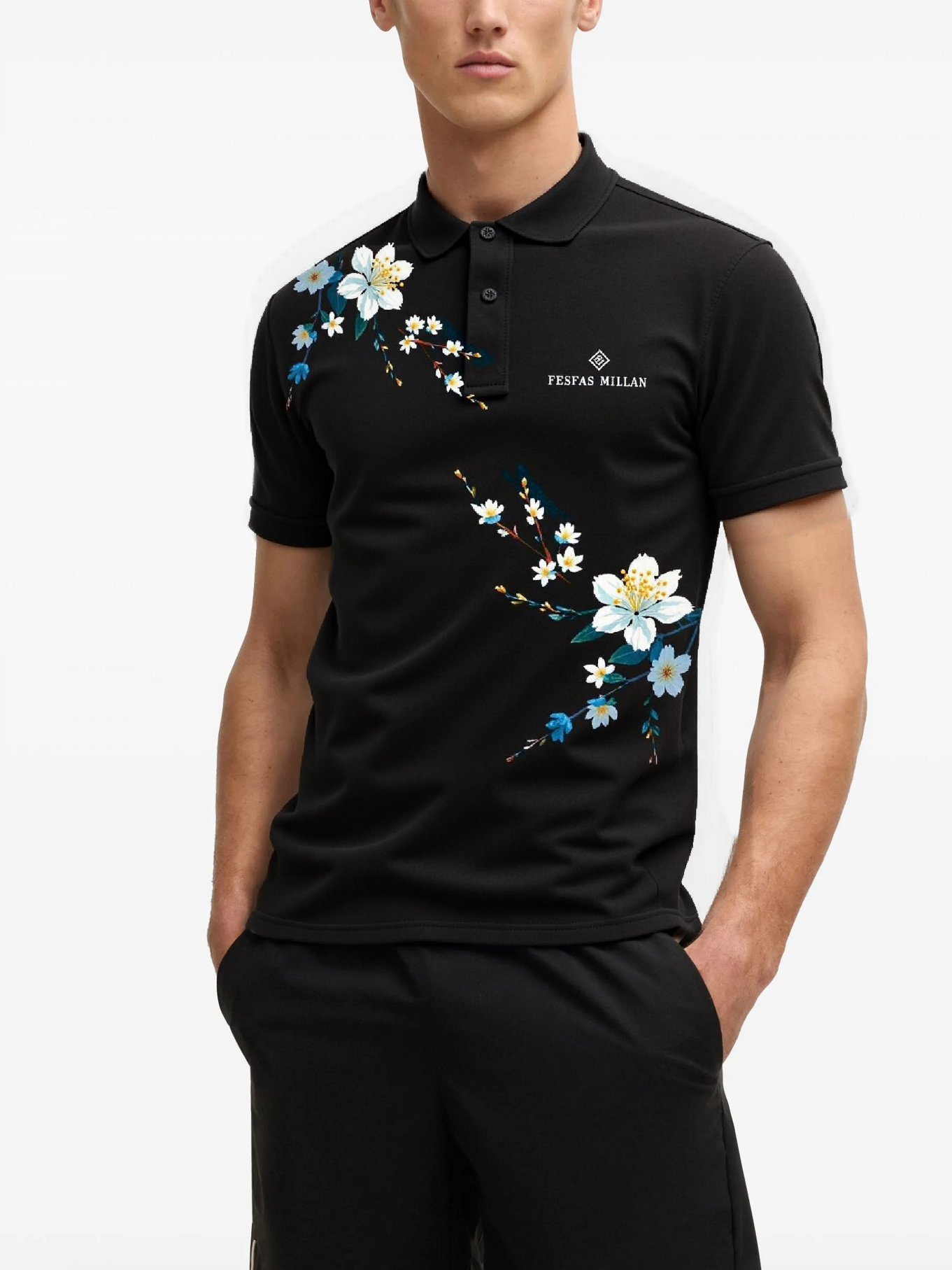 FesFas Floral-print Polo Shirt | Men | Black
