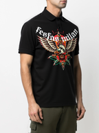 FesFas Eagle-print Polo Shirt | Black
