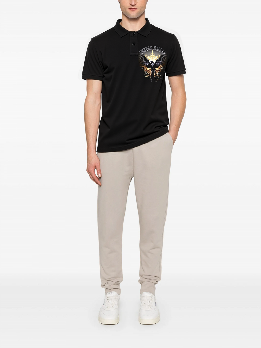 FesFas Eagle-print Polo Shirt | Black