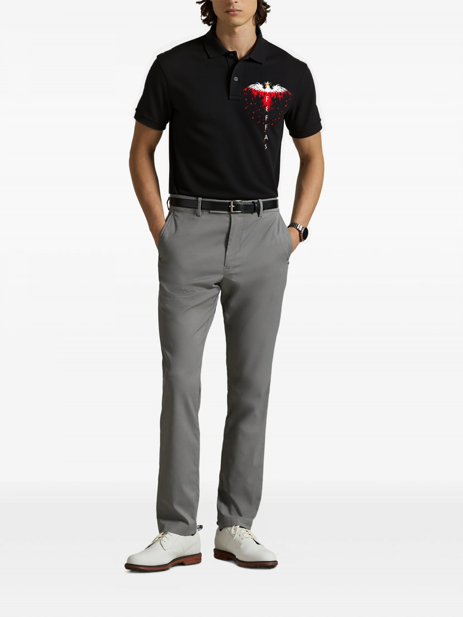 FesFas Eagle-print Polo Shirt | Black