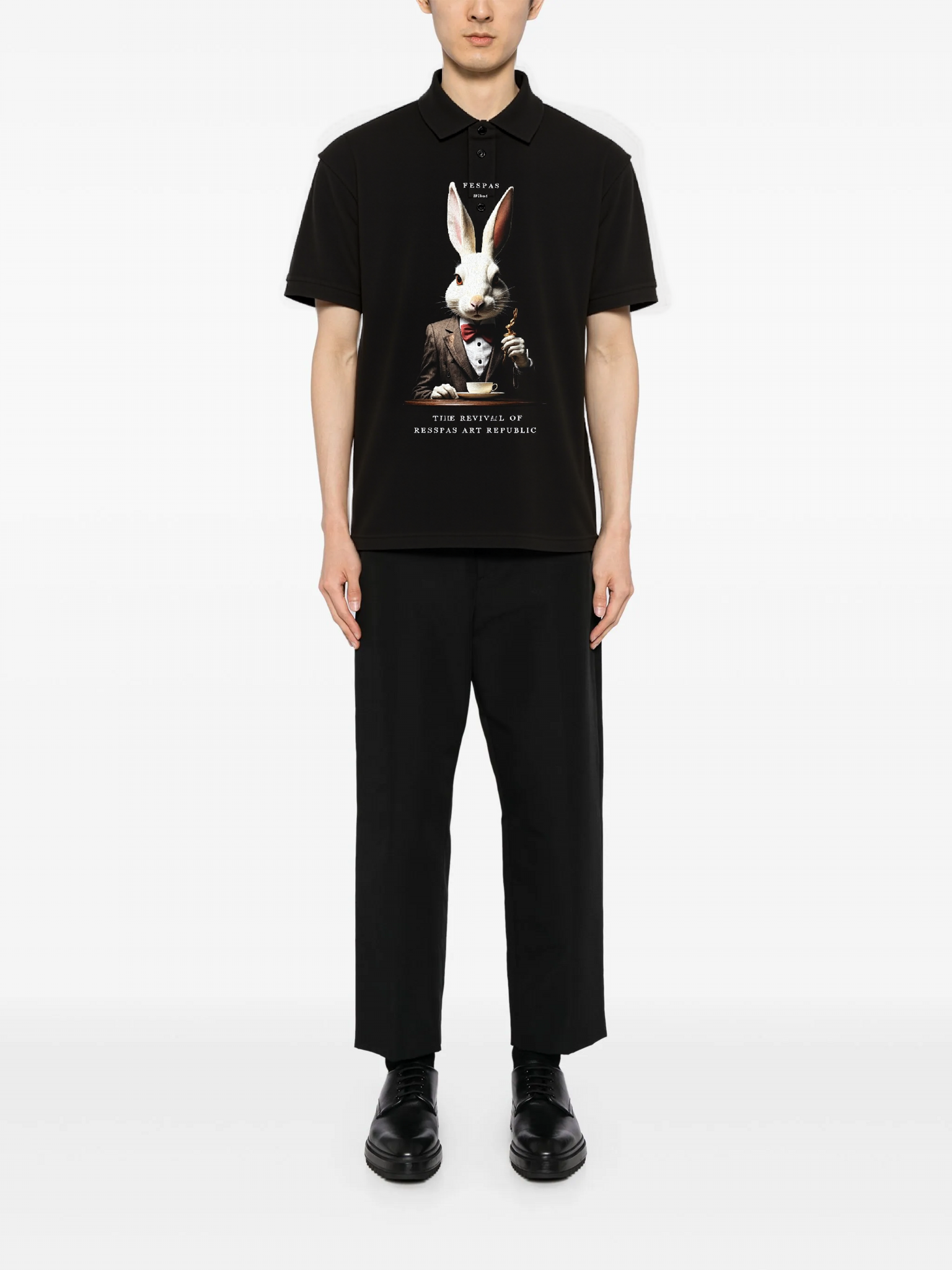 FesFas Rabbit-print Polo Shirt | Black
