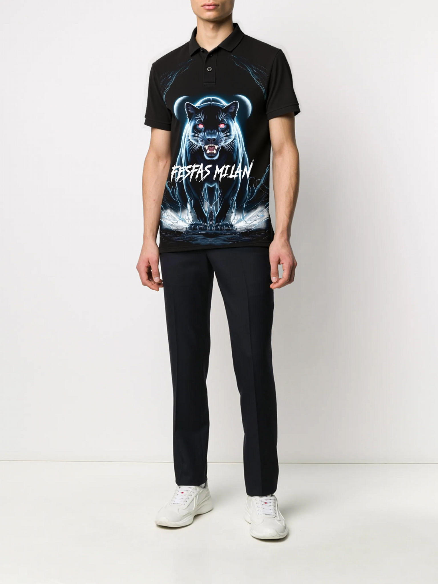 FesFas Panther-print Polo Shirt | Men | Black
