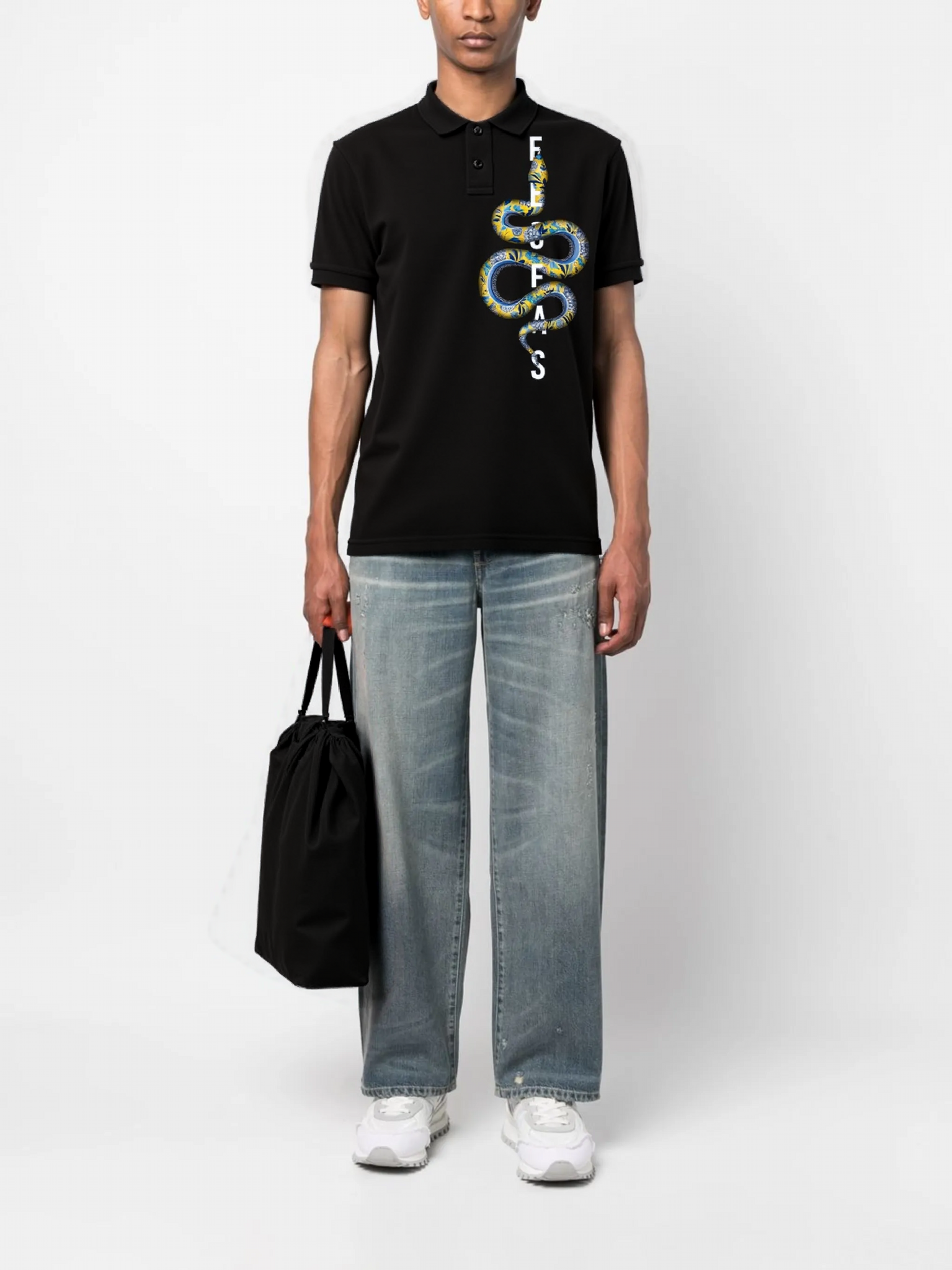 FesFas Snake-print Polo Shirt | Black