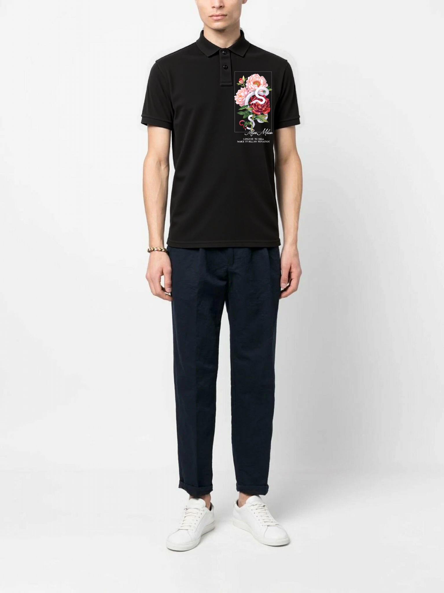 FesFas Floral-print Polo Shirt | Black