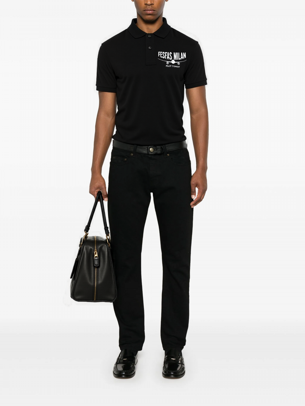FesFas "Pilot to Pilot"-print Polo Shirt | Black