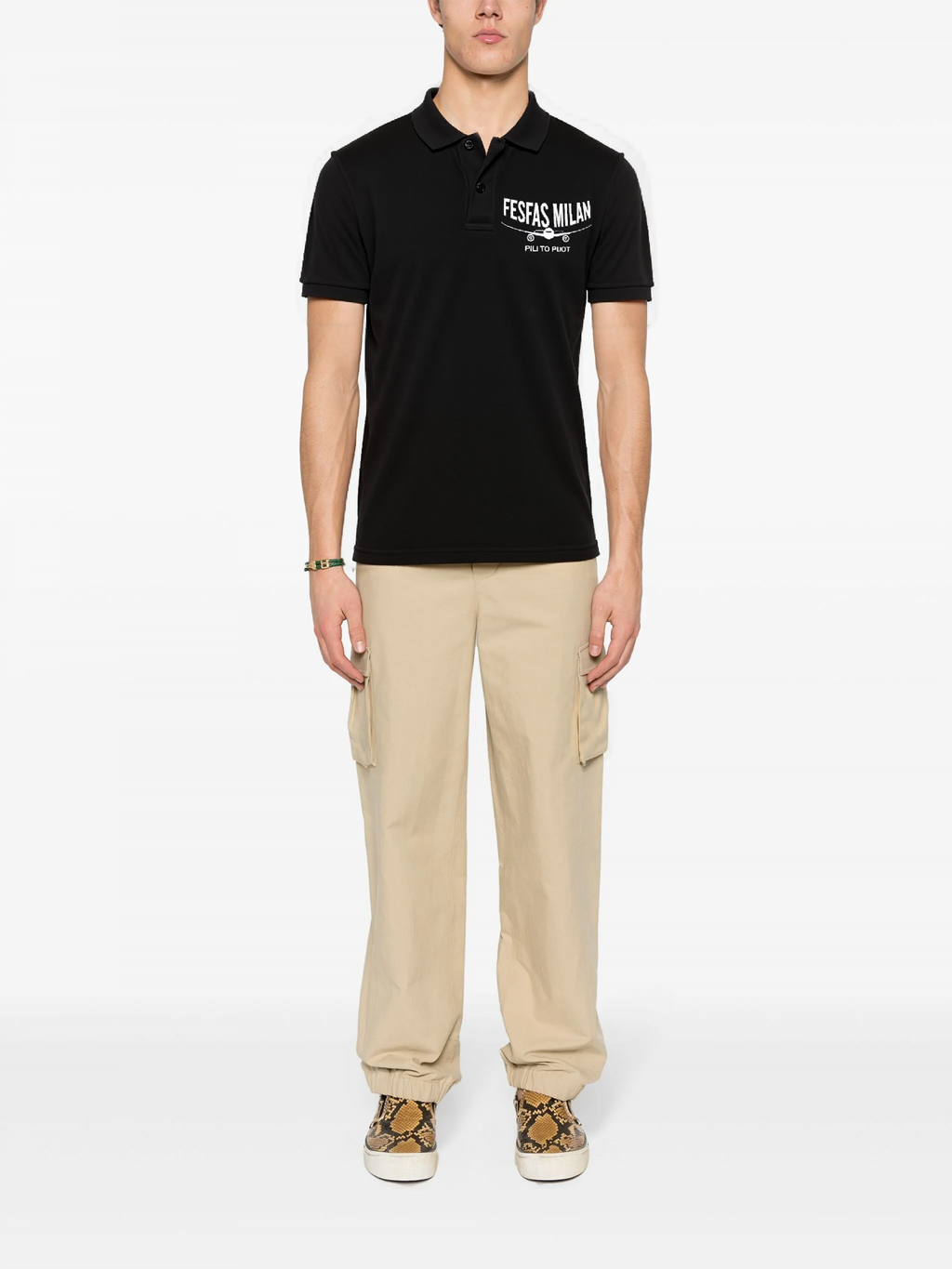 FesFas "Pilot to Pilot"-print Polo Shirt | Black
