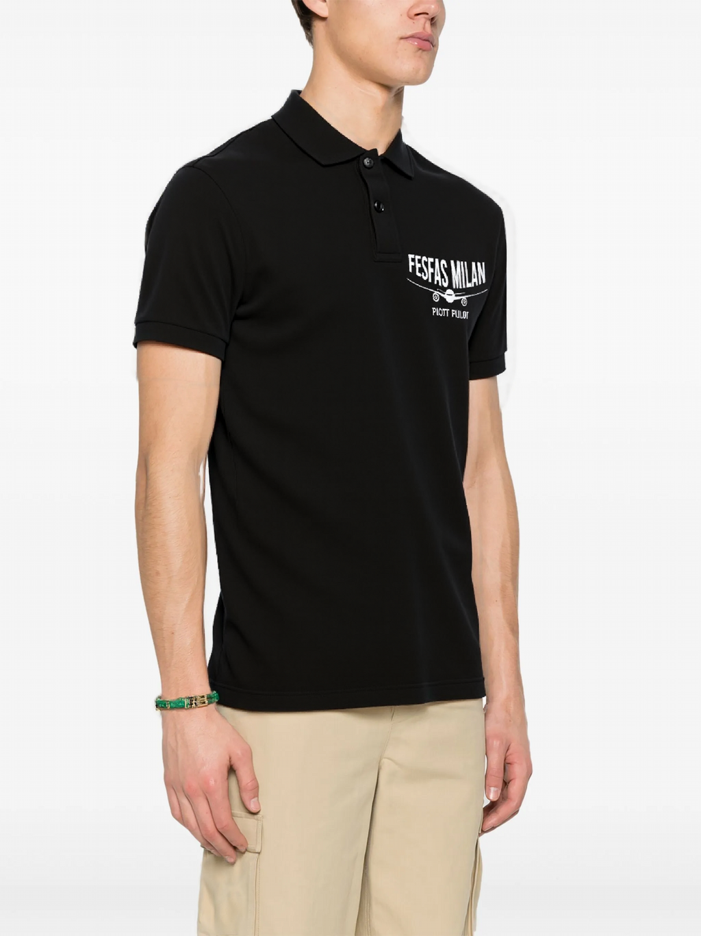 FesFas "Pilot to Pilot"-print Polo Shirt | Black