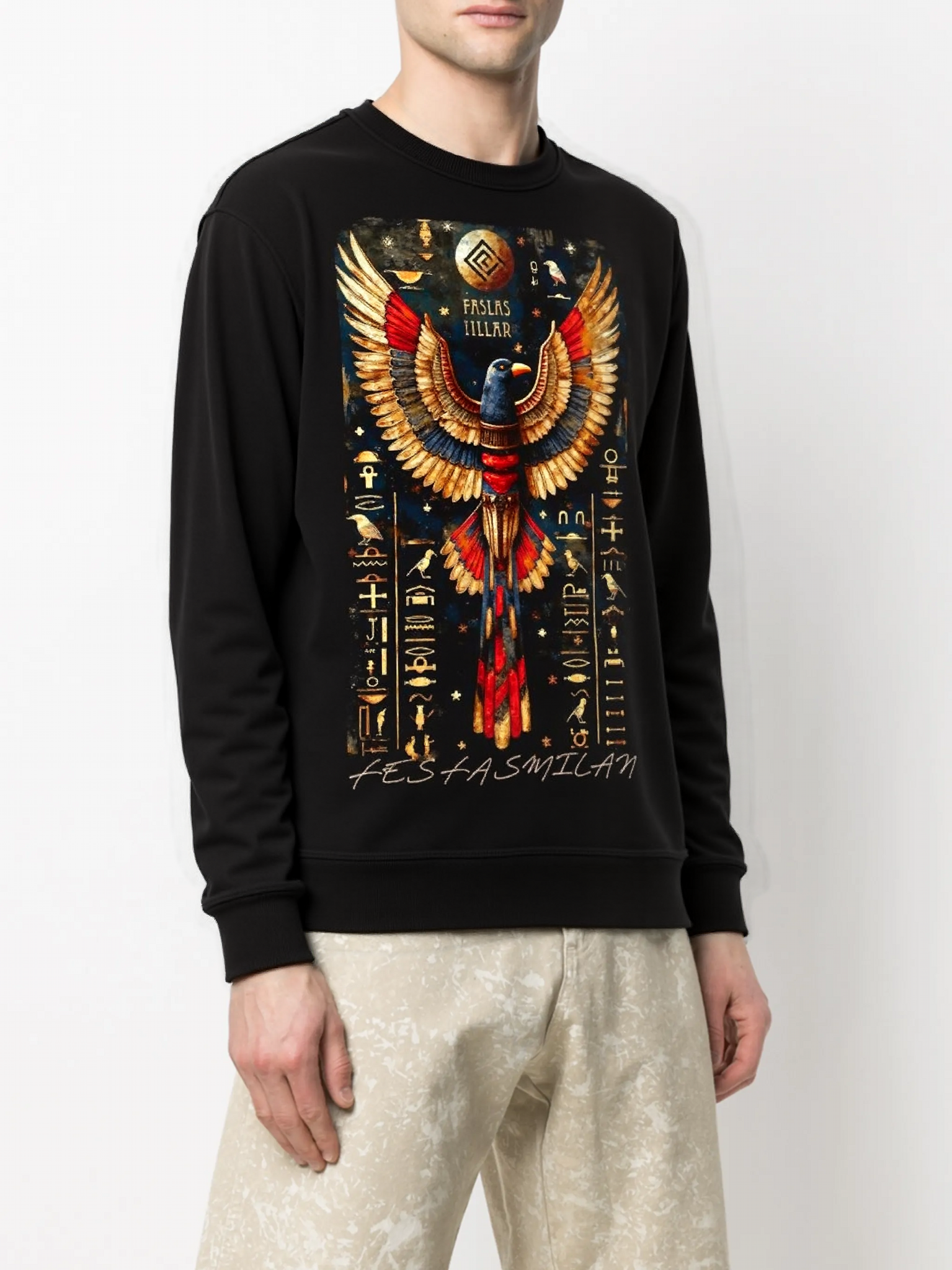 FesFas Eagle-print Sweatshirt Set | Black