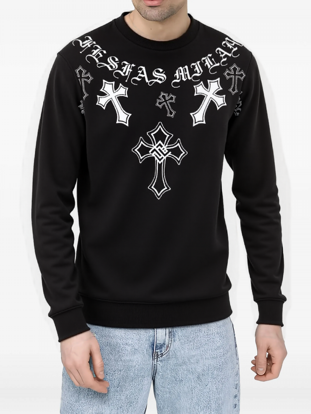 FesFas Cross-print Sweatshirt Set | Black