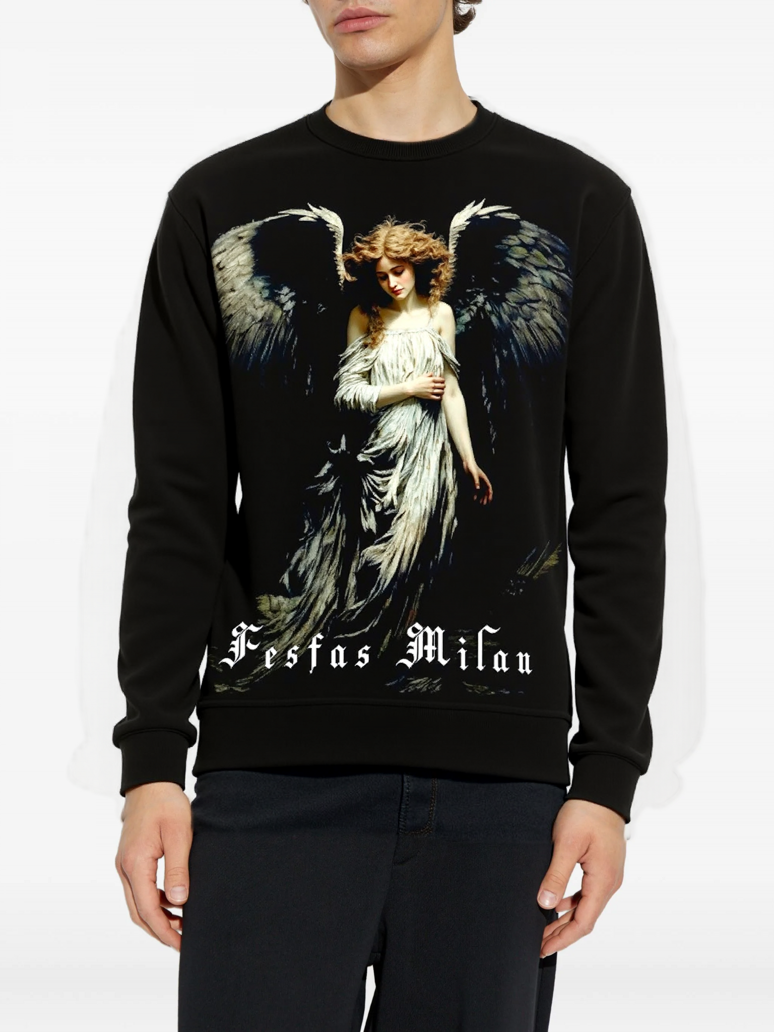 FesFas Angel-print Sweatshirt Set | Black