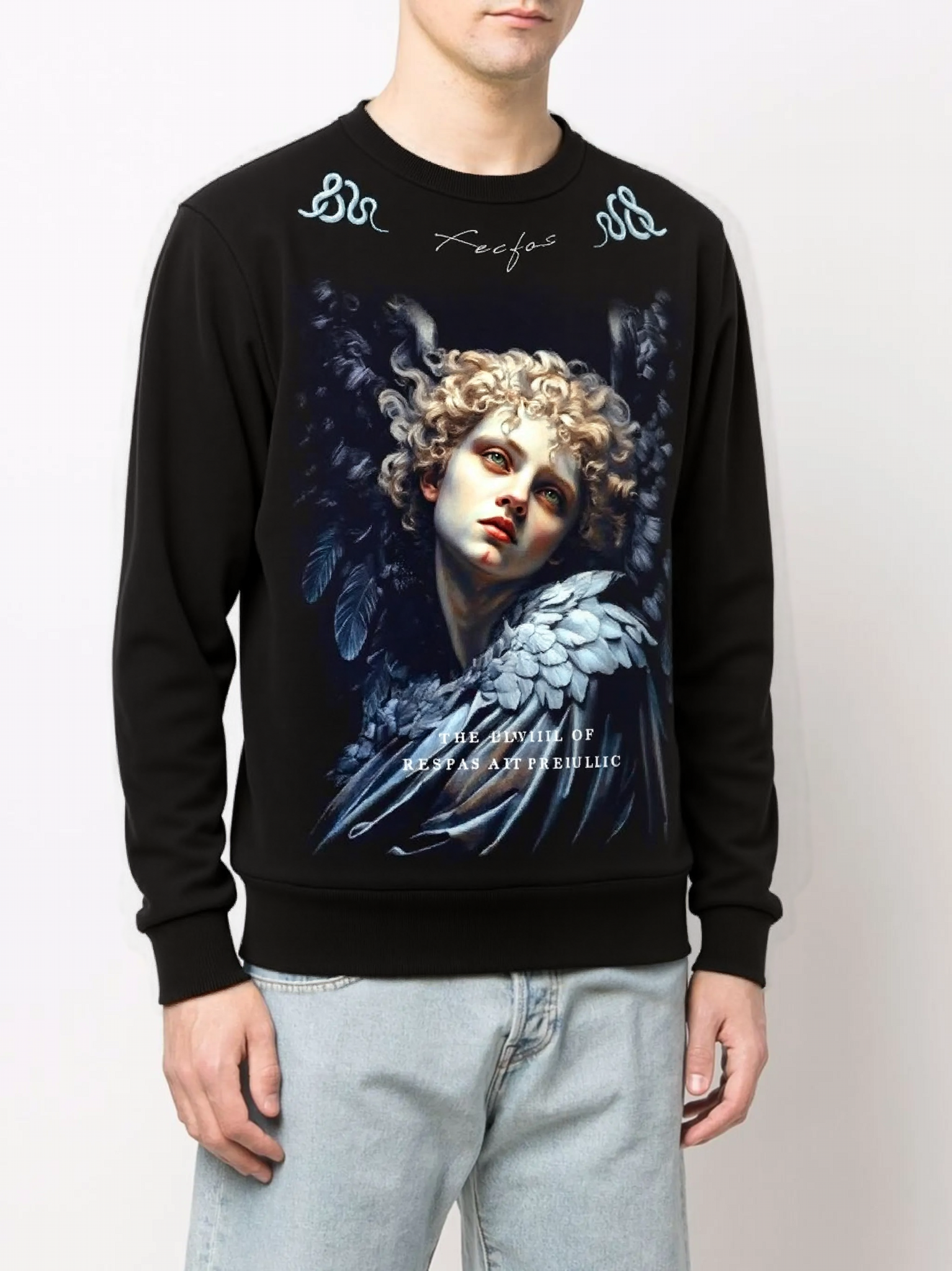 FesFas Angel-print Sweatshirt Set | Black