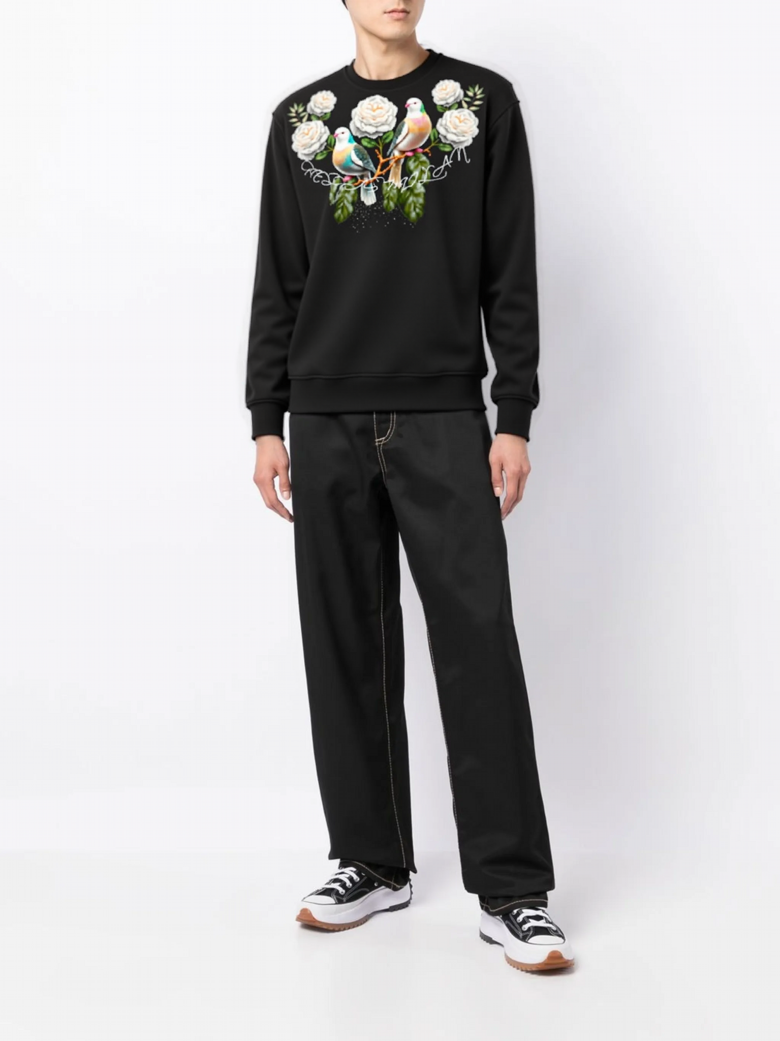 FesFas Flowers and Birds-print Sweatshirt | Black