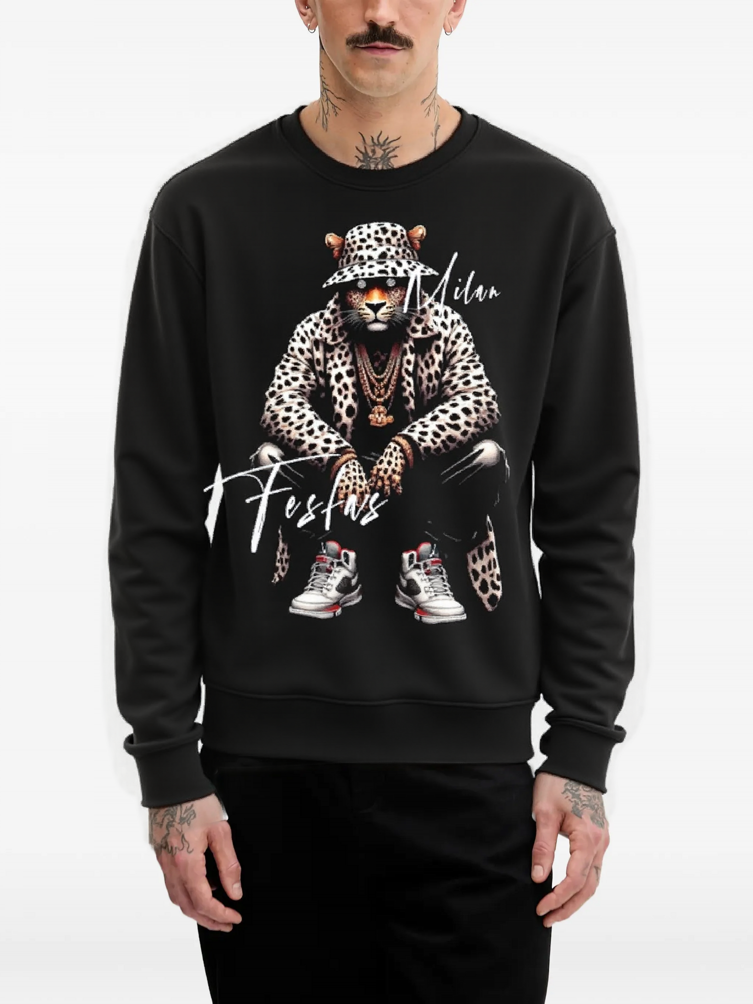 FesFas Jaguar-print Sweatshirt | Black | Men