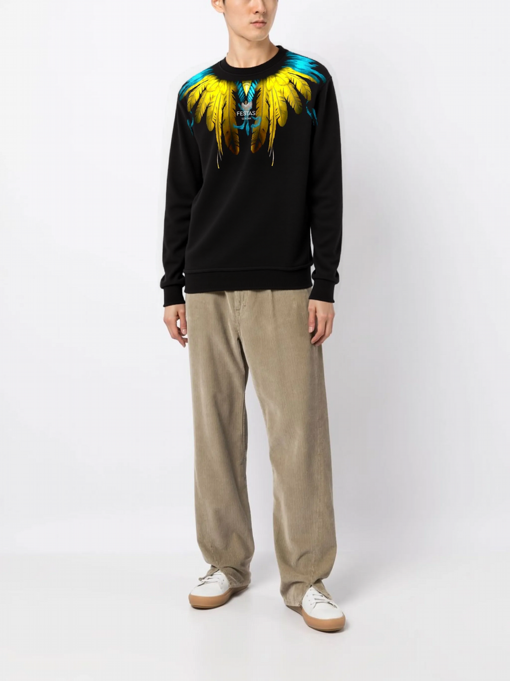 FesFas Feathers-print Sweatshirt | Black