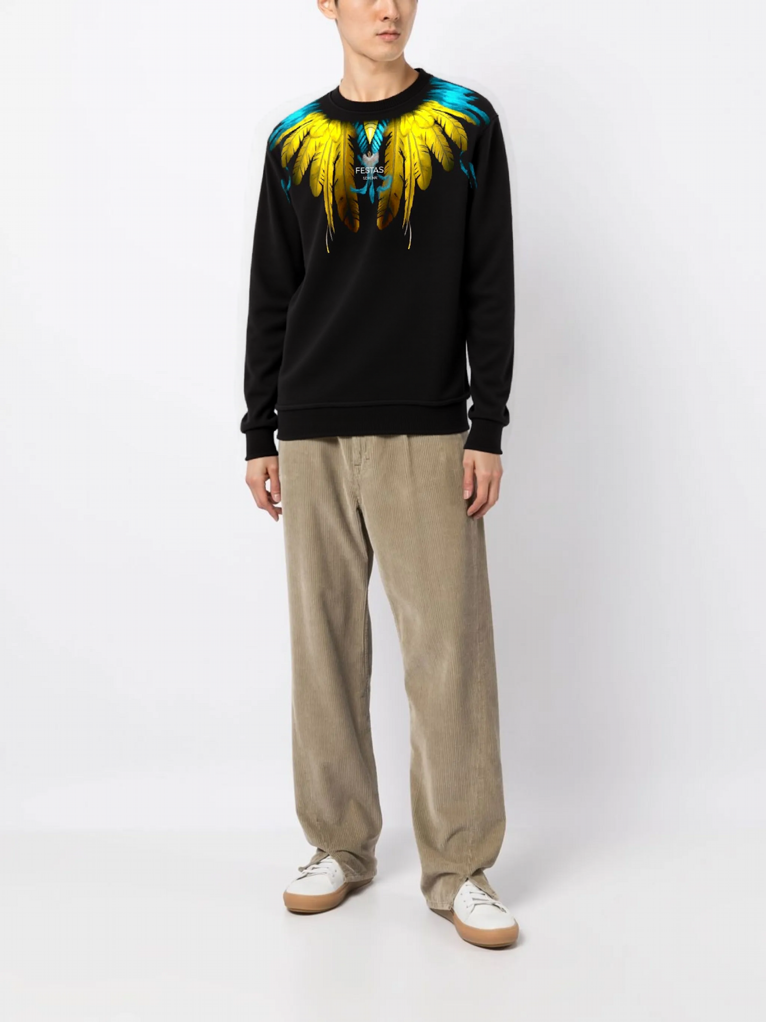 FesFas Feathers-print Sweatshirt | Black