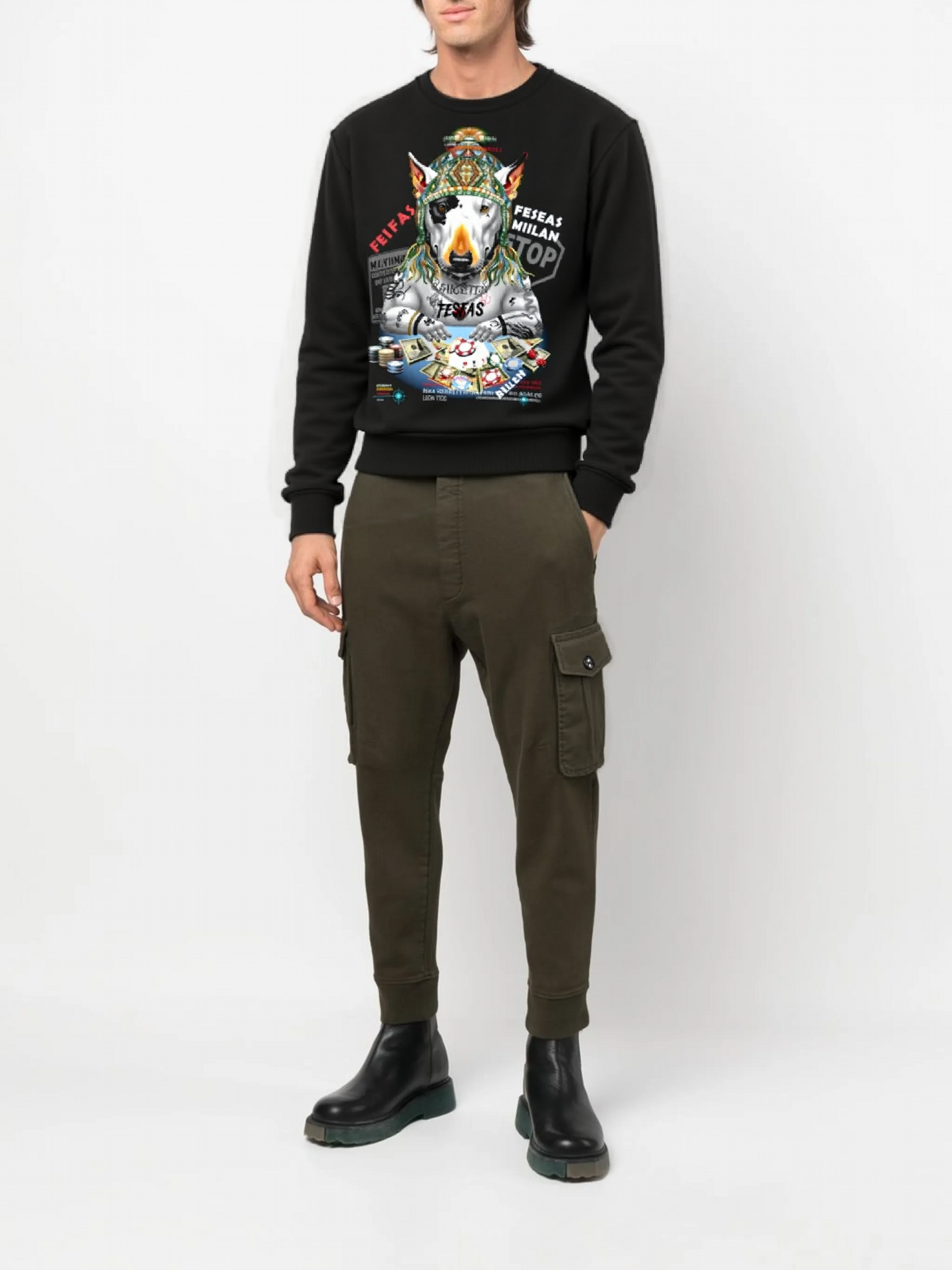 FesFas playful dog-print Sweatshirt | Black