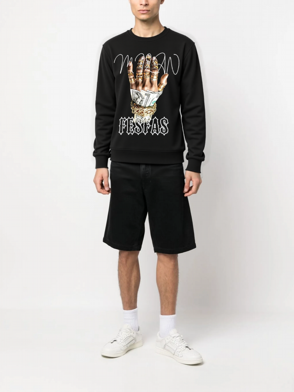 FesFas Diamond Hand-print Sweatshirt | Black