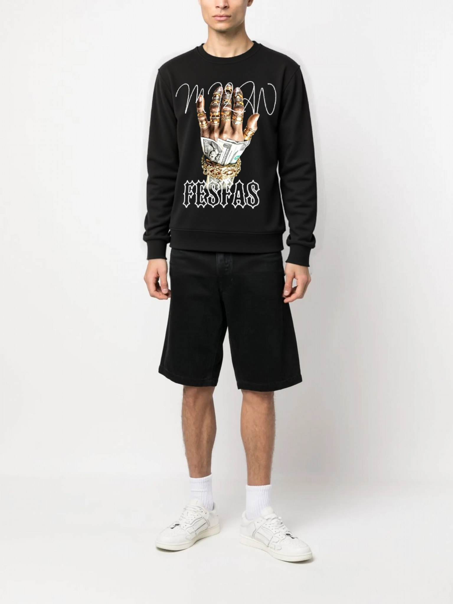 FesFas Diamond Hand-print Sweatshirt | Black