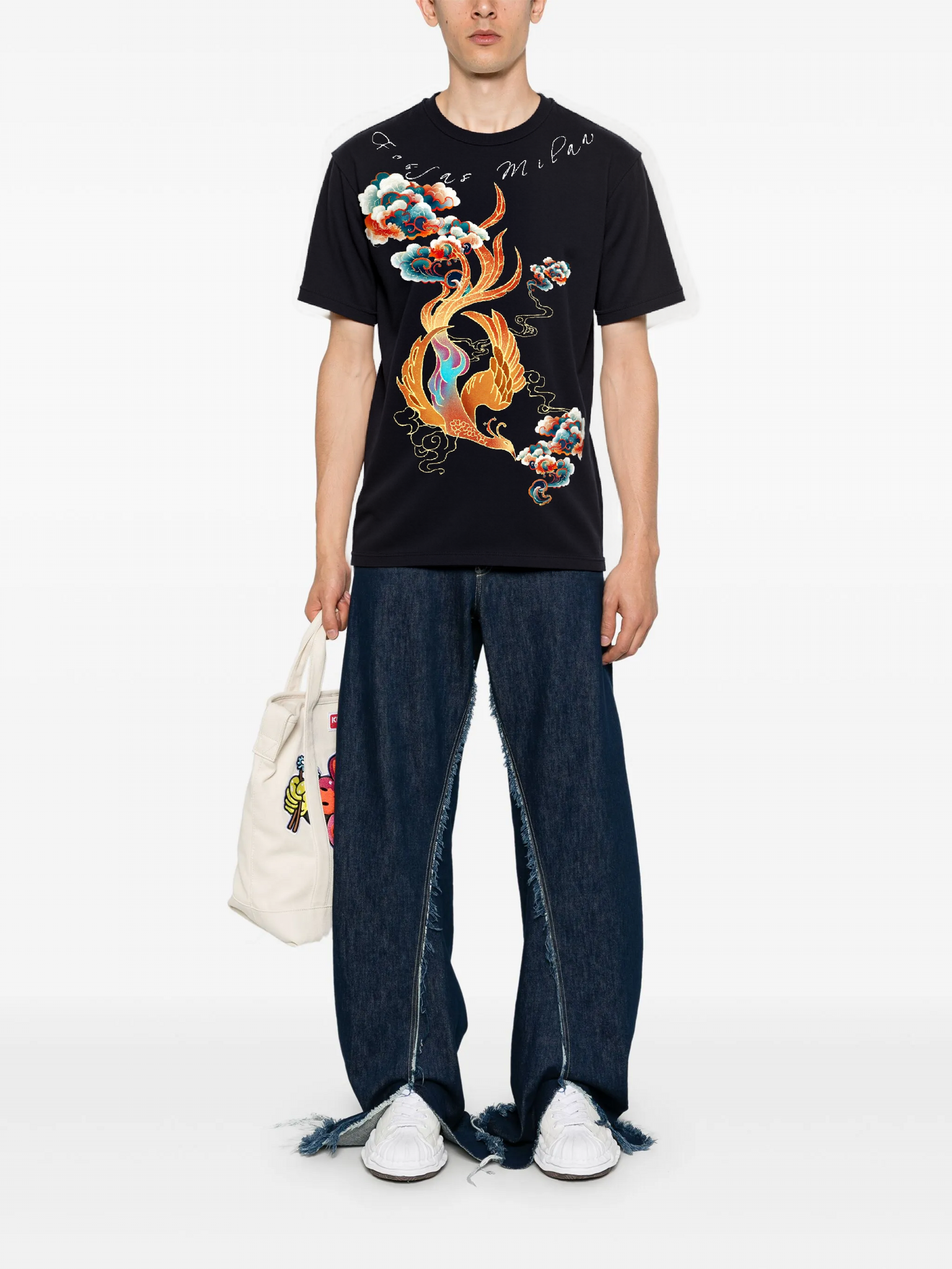 FesFas cloud phoenix-print T-shirt | Black