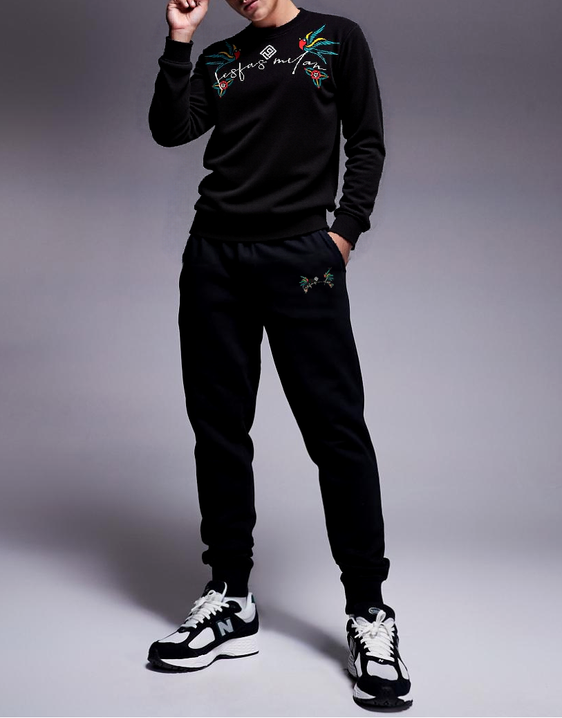 FesFas Graphic-print Sweatshirt Set | Black