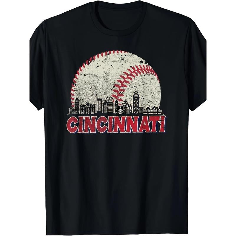 Top Quality Vintage Cincinnati Cityscape Baseball Enthusiast Running Workout Made Usa T-Shirts, Hoodie, Sweatshirt