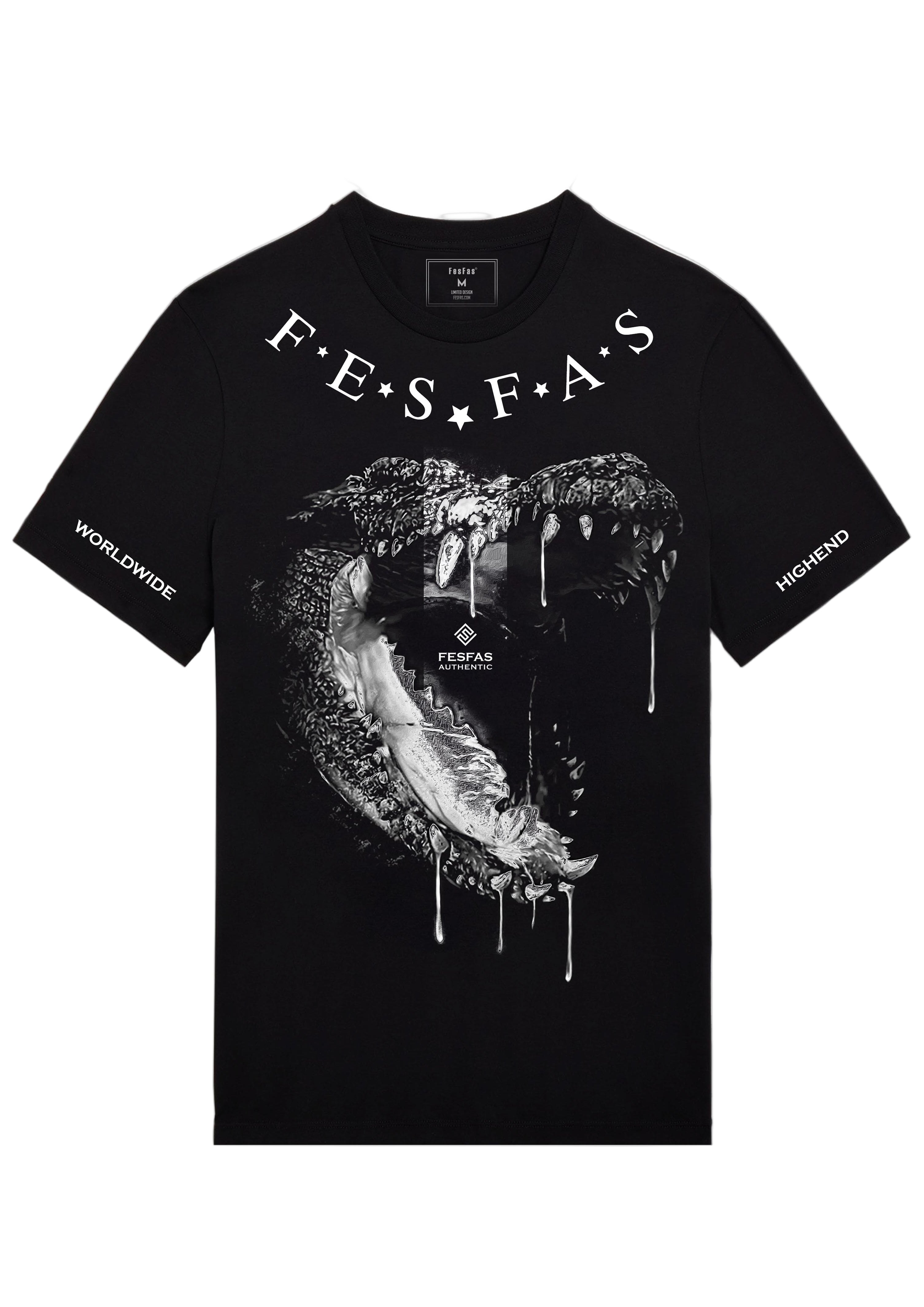 FesFas crocodile jaw-print T-shirt | Black | Men
