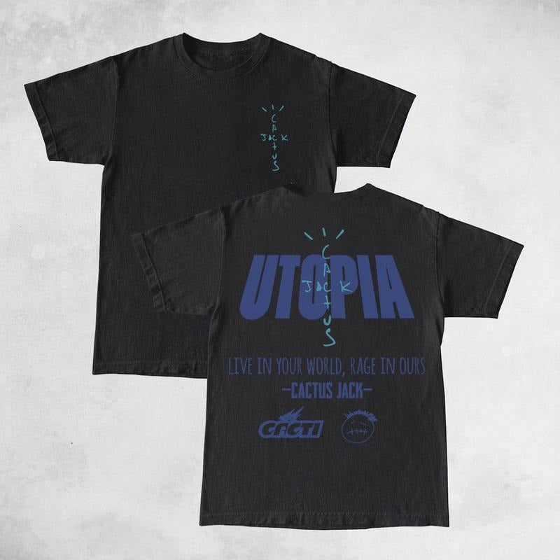 Travis Cactus Jack - Utopia Soft Cotton Unisex Music Shirt Tour Merch Y2K Vintage Shirt Hoodie, Sweatshirt | GrindPrints.com