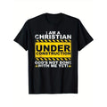 Under Construction Letters Print Men's Crew Neck Short Sleeve Tee Fashion T-Shirt, Casual Comfy Breathable Top For Spring...