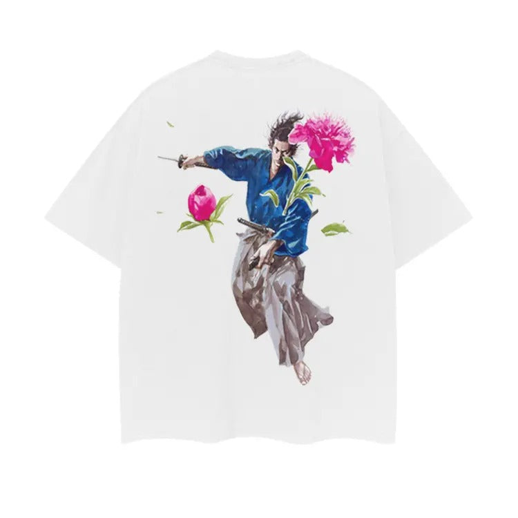 Vagabond "Slash the Flowers" Heavyweight Vintage Tee 100% Cotton OVERSIZED Anime T-shirt Menswear Top Tshirt Streetwear...