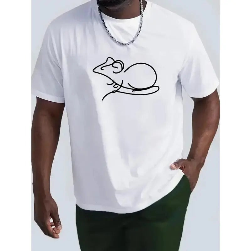 Vibrant Rat Print Tee - Comfortable Short Sleeve Design for Warm Weather, Relaxed Fit for Casual Occasions, Perfect for...