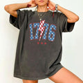 Vinatage 1776 Lighting, 4th of July T-Shirt, USA T-shirt, Summer Tee, Red White and Blue, America, Womens Fourth of July,...
