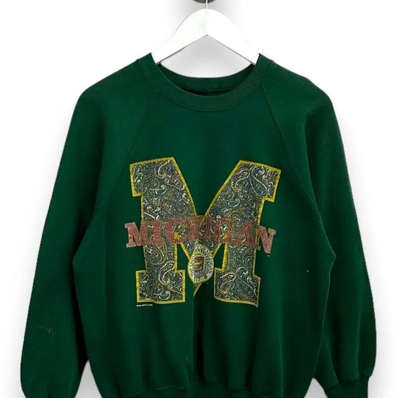 Vintage 1992 Michigan Wolverines NCAA Crest Graphic Sweatshirt Size Medium Green T-Shirts, Hoodie | GrindPrints.com
